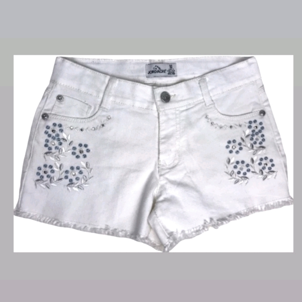 Jordache White Denim Embellished Shorts